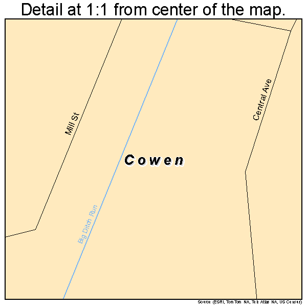 Cowen, West Virginia road map detail