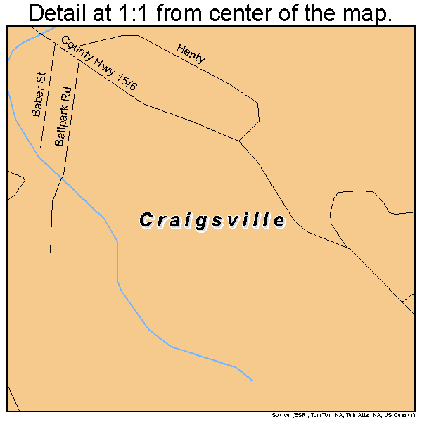Craigsville, West Virginia road map detail