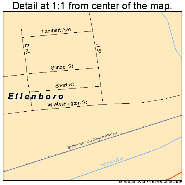 Ellenboro, West Virginia road map detail