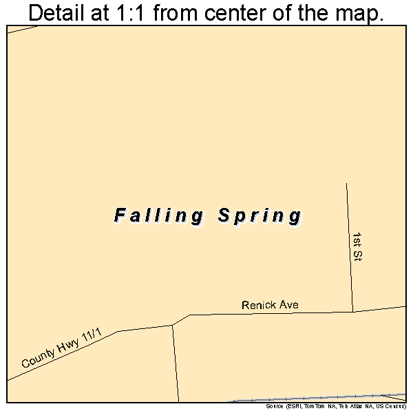 Falling Spring, West Virginia road map detail