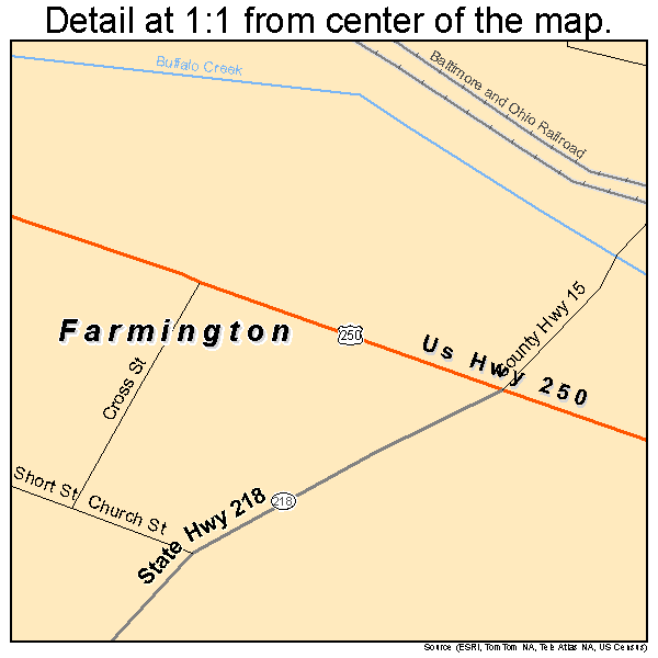 Farmington, West Virginia road map detail