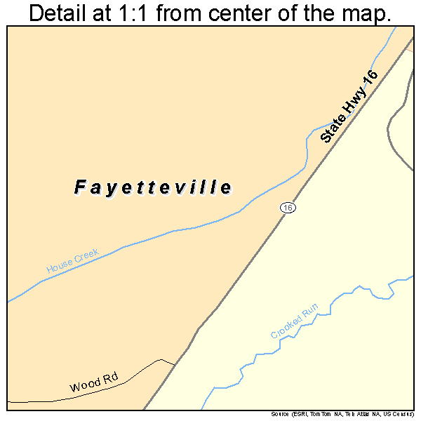 Fayetteville, West Virginia road map detail