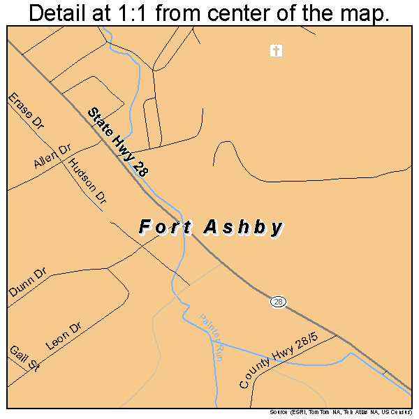 Fort Ashby, West Virginia road map detail