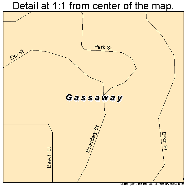 Gassaway, West Virginia road map detail
