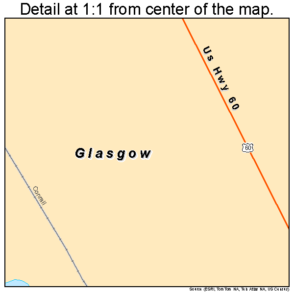 Glasgow, West Virginia road map detail