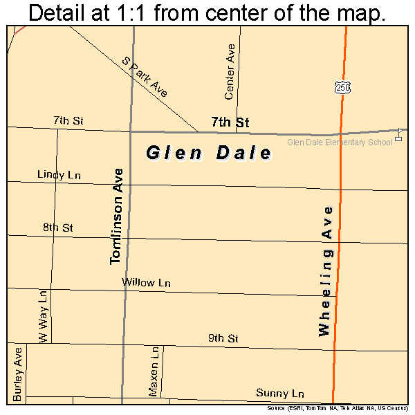 Glen Dale, West Virginia road map detail