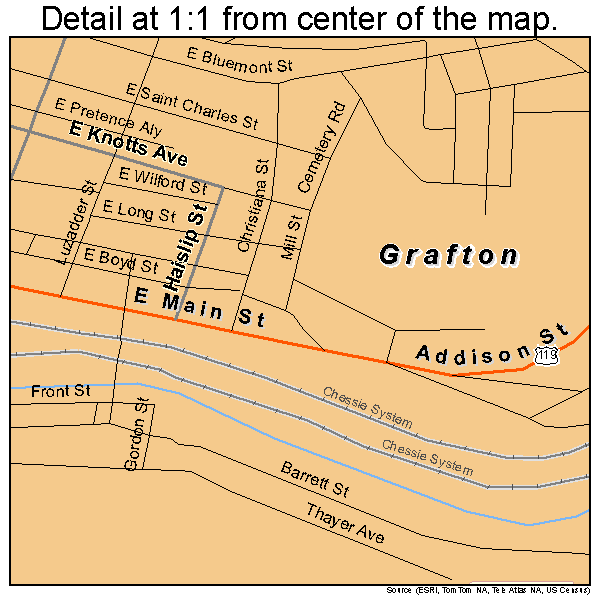 Grafton, West Virginia road map detail