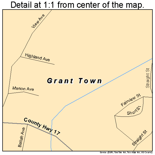 Grant Town, West Virginia road map detail
