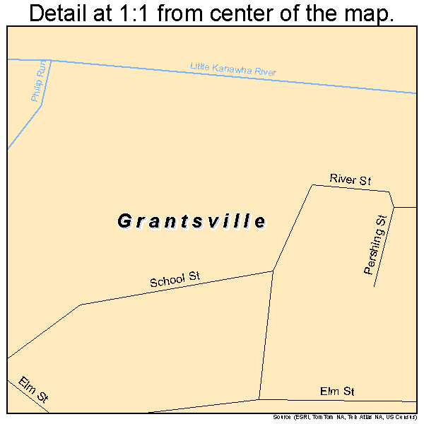 Grantsville, West Virginia road map detail