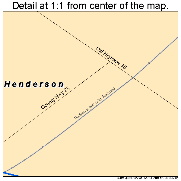 Henderson, West Virginia road map detail