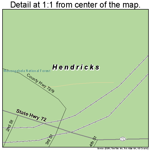 Hendricks, West Virginia road map detail