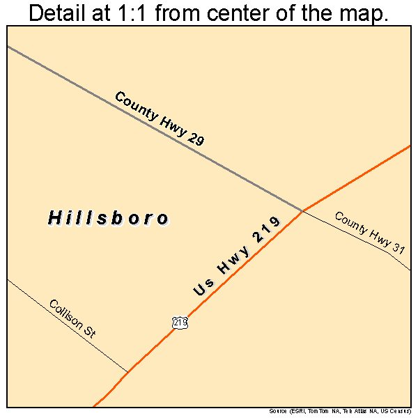 Hillsboro, West Virginia road map detail