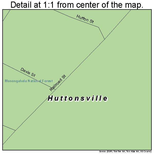 Huttonsville, West Virginia road map detail