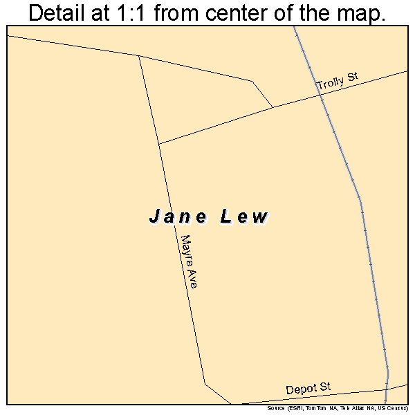 Jane Lew, West Virginia road map detail