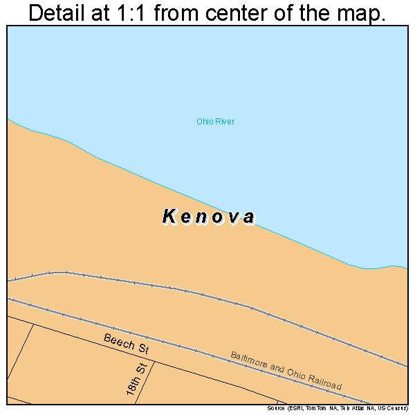 Kenova, West Virginia road map detail