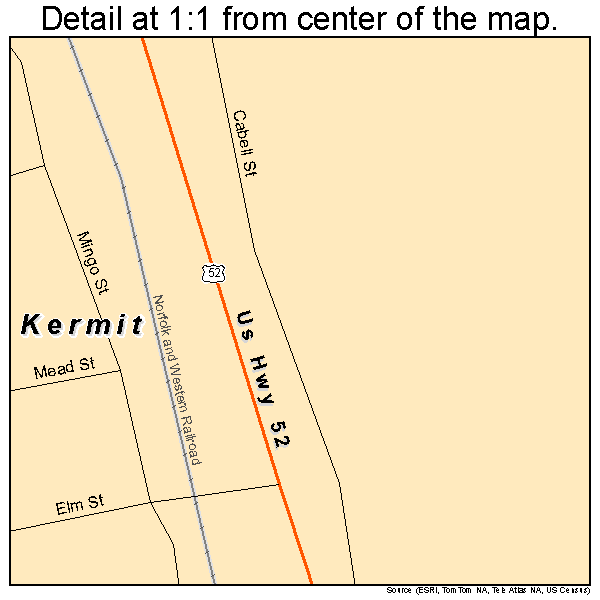 Kermit, West Virginia road map detail