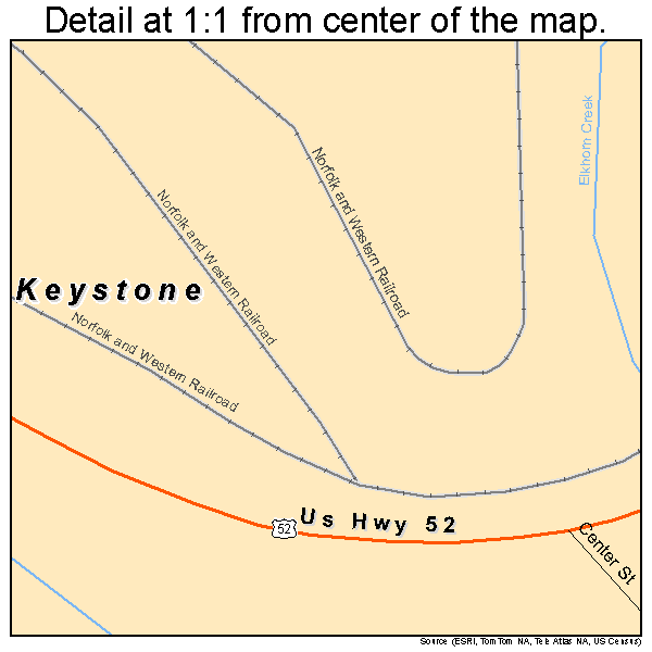 Keystone, West Virginia road map detail