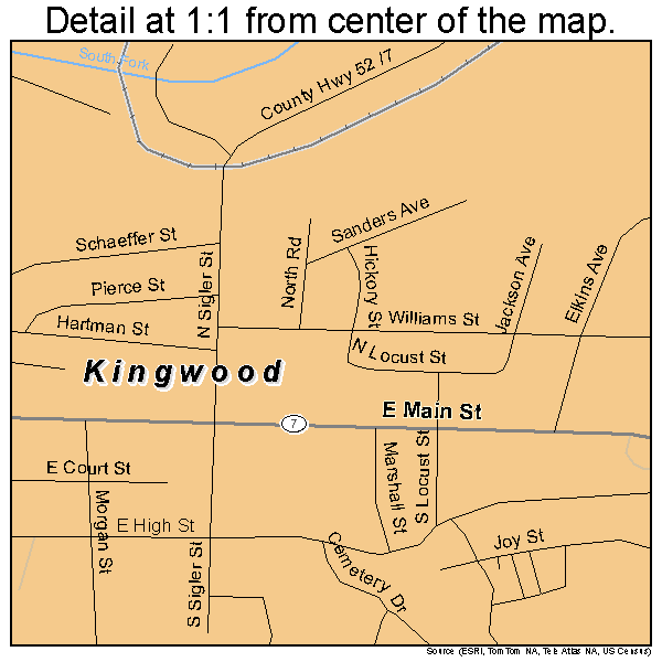 Kingwood, West Virginia road map detail
