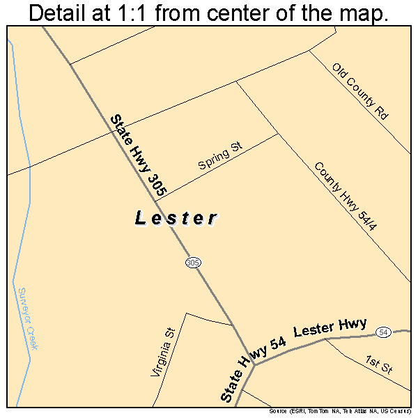 Lester, West Virginia road map detail