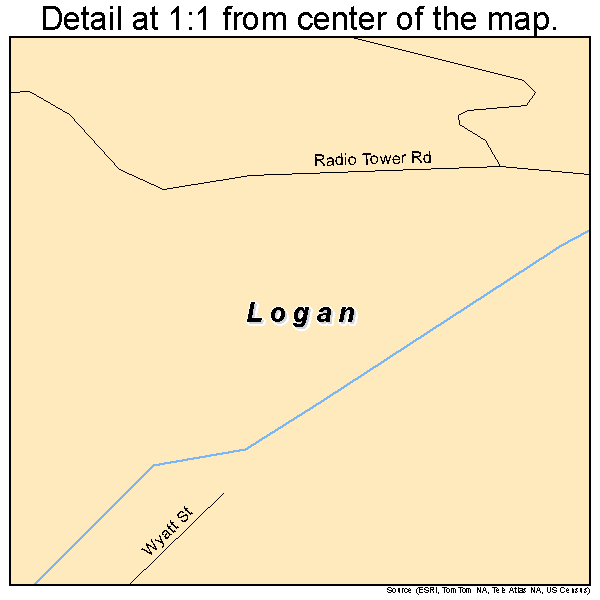 Logan, West Virginia road map detail