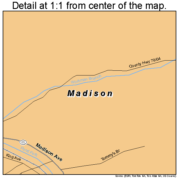 Madison, West Virginia road map detail