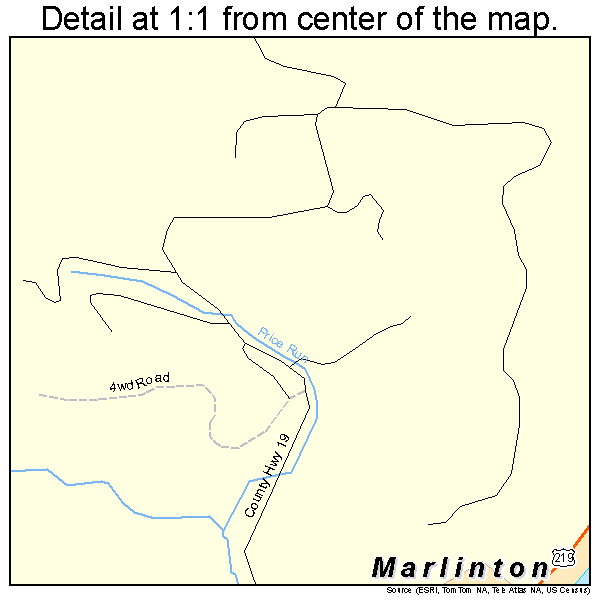 Marlinton, West Virginia road map detail