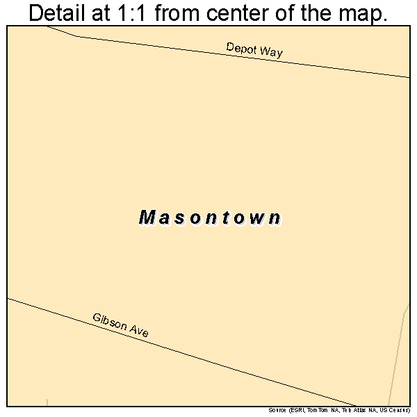 Masontown, West Virginia road map detail