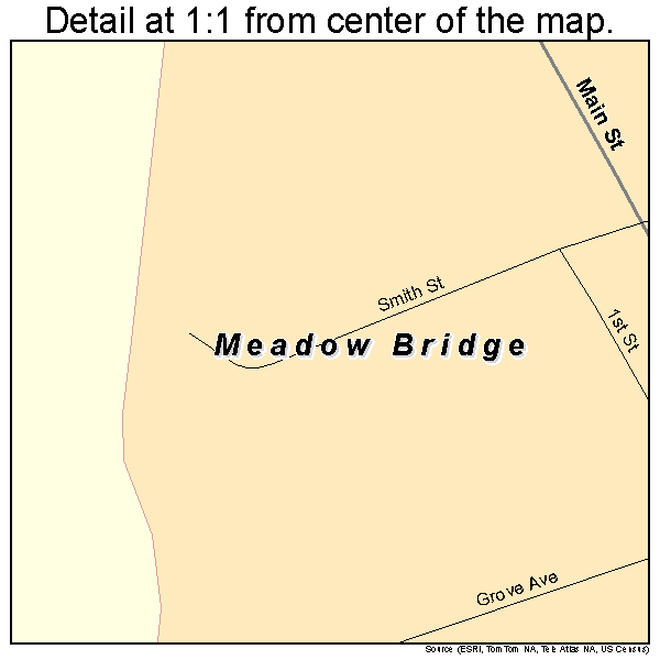 Meadow Bridge, West Virginia road map detail