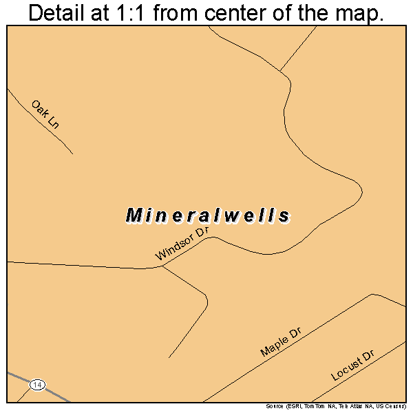 Mineralwells, West Virginia road map detail
