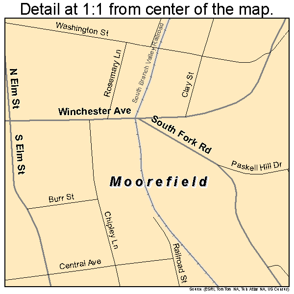 Moorefield, West Virginia road map detail