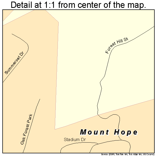 Mount Hope, West Virginia road map detail