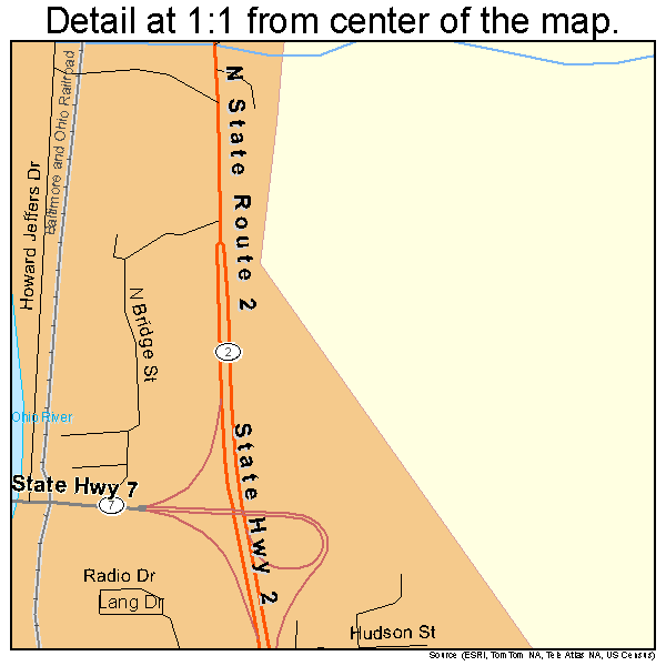 New Martinsville, West Virginia road map detail