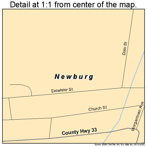Newburg, West Virginia road map detail