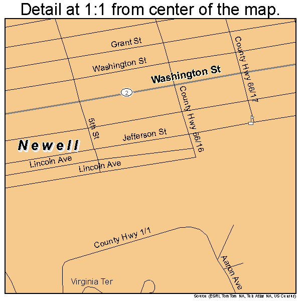 Newell, West Virginia road map detail