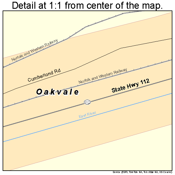Oakvale, West Virginia road map detail