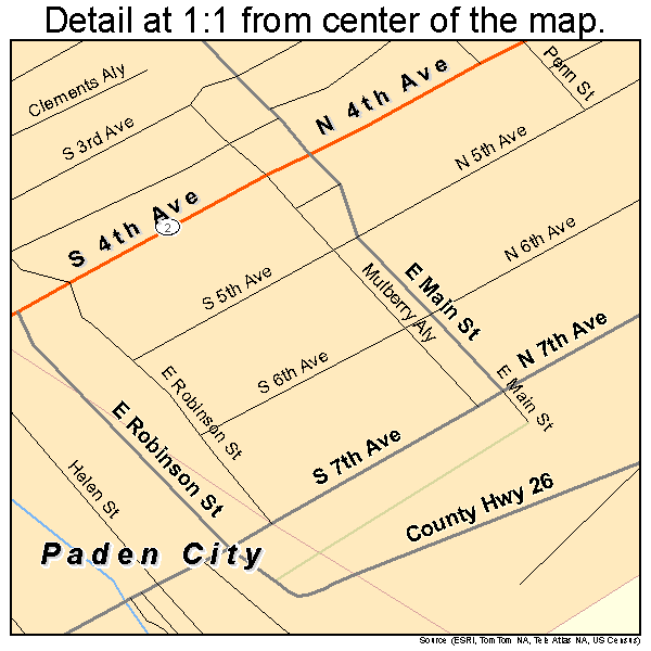 Paden City, West Virginia road map detail