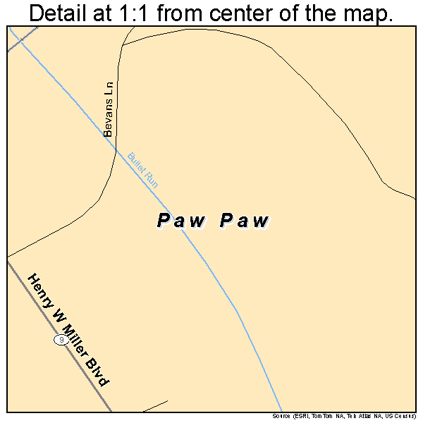 Paw Paw, West Virginia road map detail