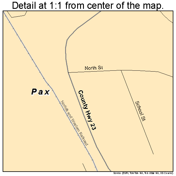 Pax, West Virginia road map detail