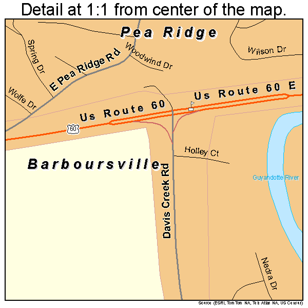 Pea Ridge, West Virginia road map detail