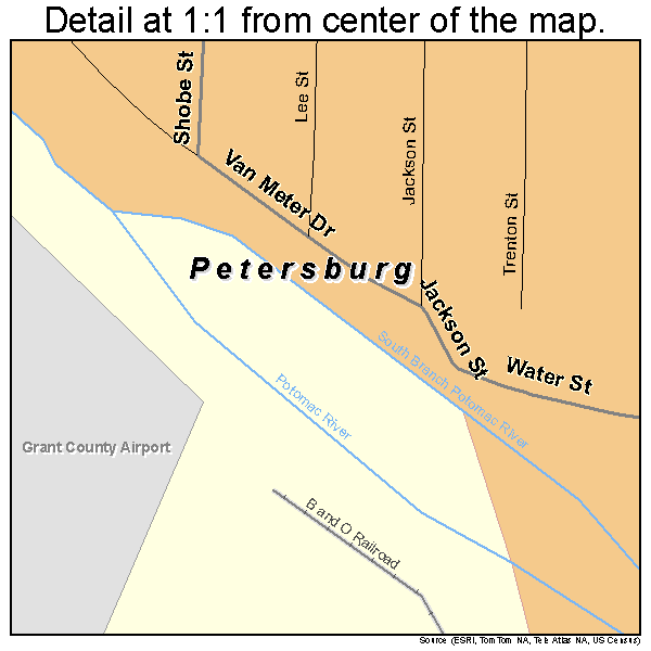 Petersburg, West Virginia road map detail