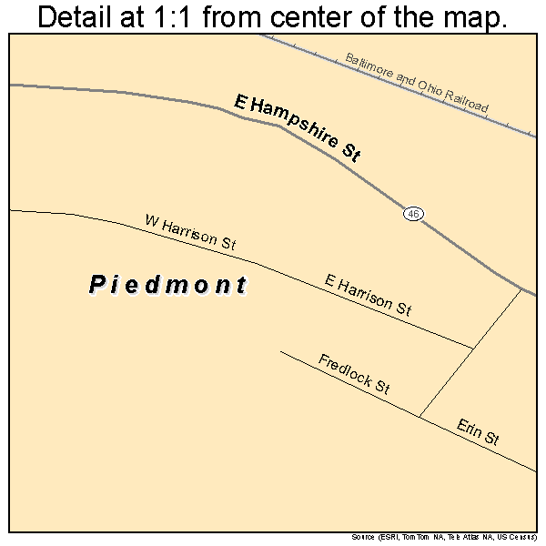 Piedmont, West Virginia road map detail