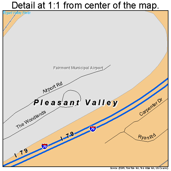 Pleasant Valley, West Virginia road map detail
