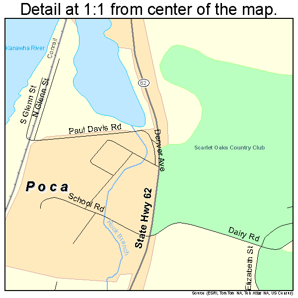 Poca, West Virginia road map detail