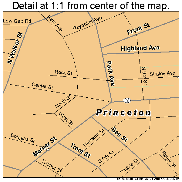 Princeton, West Virginia road map detail