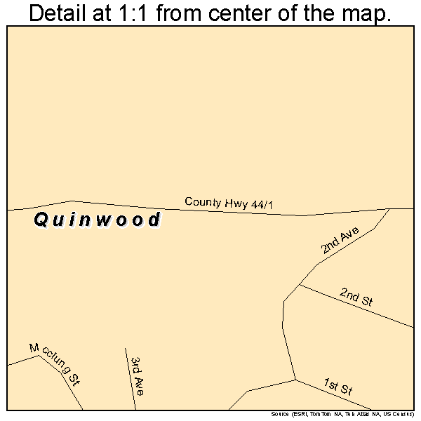 Quinwood, West Virginia road map detail