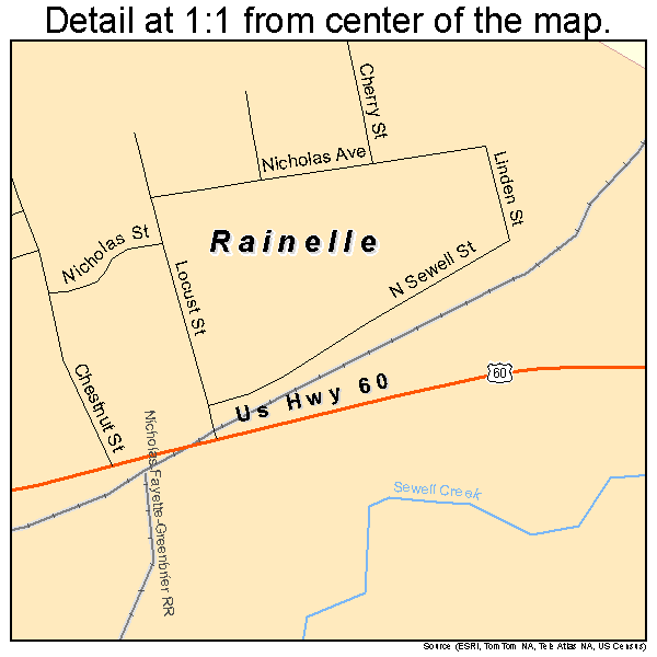 Rainelle, West Virginia road map detail