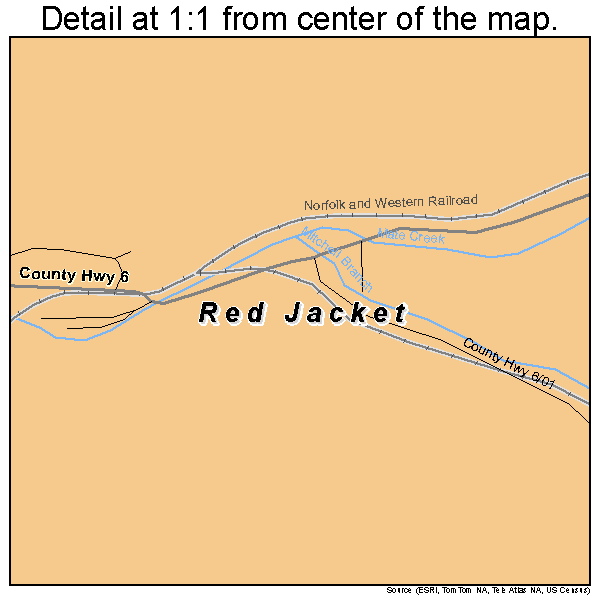 Red Jacket, West Virginia road map detail