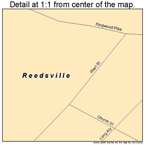 Reedsville, West Virginia road map detail