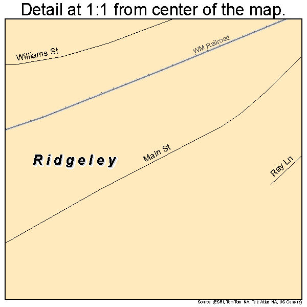 Ridgeley, West Virginia road map detail