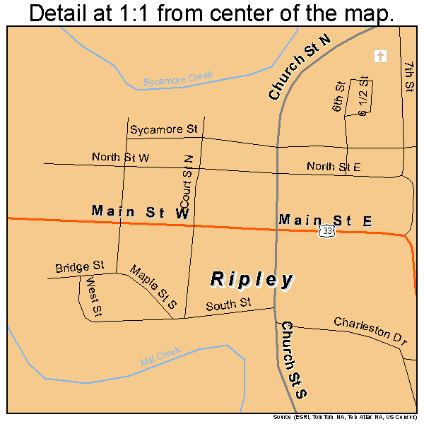 Ripley, West Virginia road map detail
